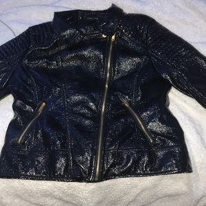 Shiny black leather jacket